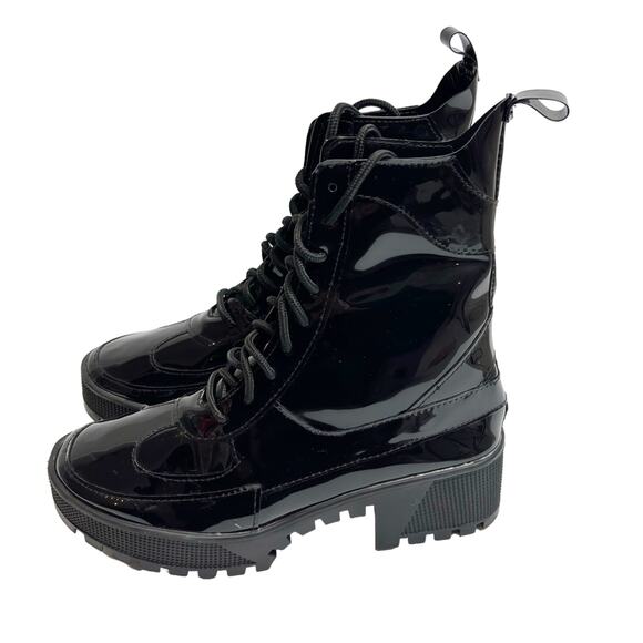Cape Robbin Dashing Black Shiny Women Combat Boots Size 6 - Picture 4 of 6